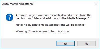 Auto match and attach to a from the media store confirmation dialog