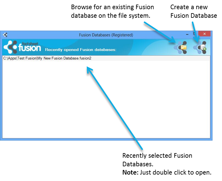 Fact Sheet Fusion database selection dialog