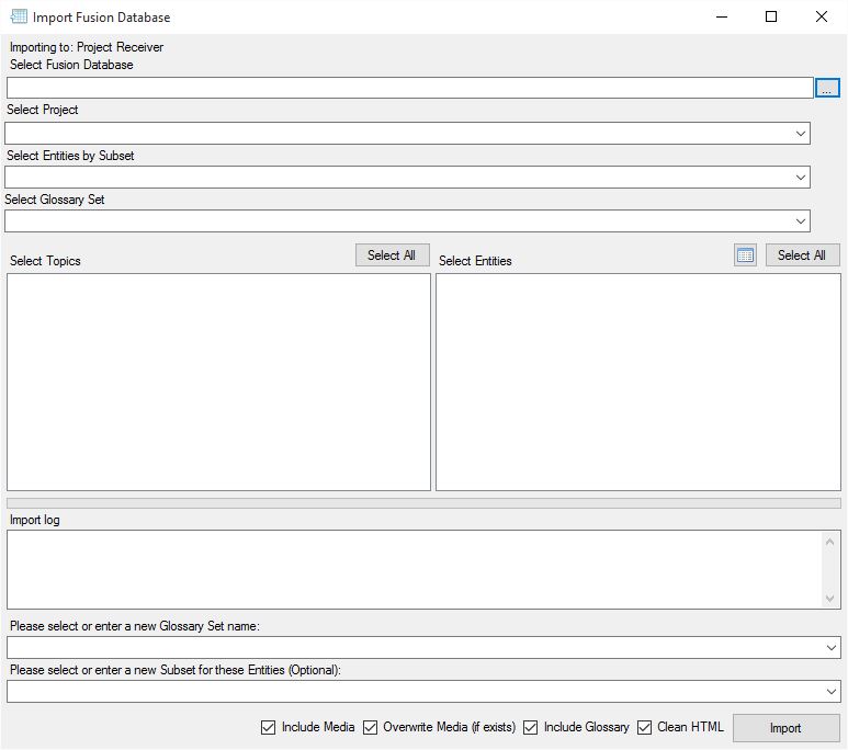 Fact Fusion Database import dialog