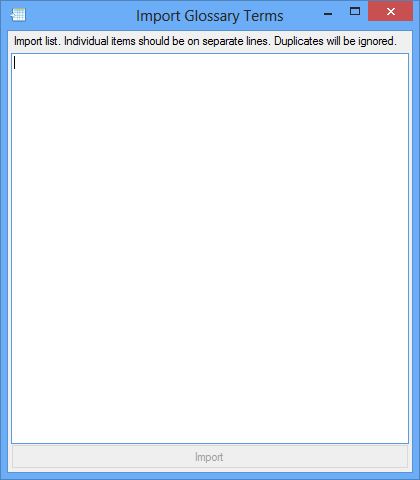 Import Glossary Terms import dialog