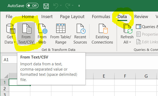 Loading CSV into Excel