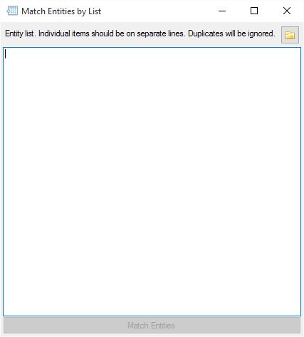 Match Entities by list dialog