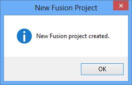 New Fusion project created confirmation