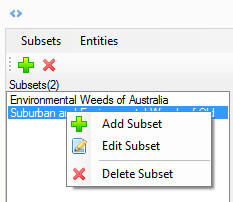 Subset context pop-up menu.