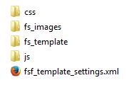 Screen shot of a typical template folder structure