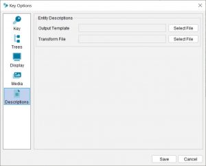 Lucid Builder Key Options dialog - Descriptions tab