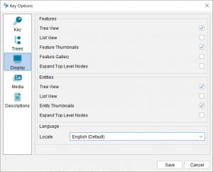 Lucid Builder Key Options dialog Display tab