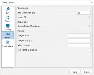 Lucid Builder Key Options dialog - Media Tab