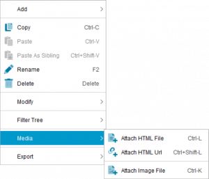 Lucid Builder Feature Tree context menu - Media Sub Menu.