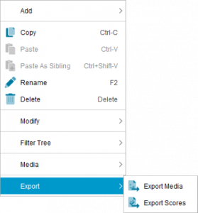 Lucid Builder Entity tree context pop-up menu - Export sub menu