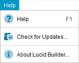Lucid Builder Help menu