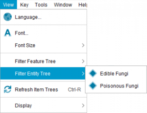Lucid Builder View menu Filter Entity Tree sub menu example