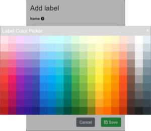 Lucid AI Entity Label color selection dialog